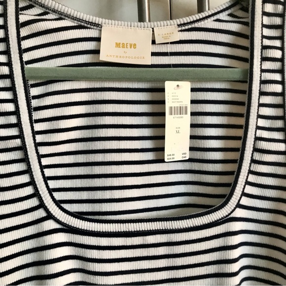 Anthropologie Maeve Blue Stripe Racerback Scoop Neck Tank Top Size XL NWT - Picture 11 of 16